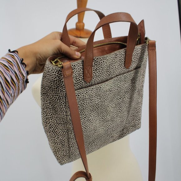 Madewell Cross Body Leather Speckled Fur Distressed Cross Body Purse Bag - Picture 3 of 12